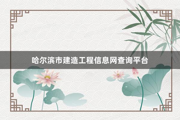 哈尔滨市建造工程信息网查询平台